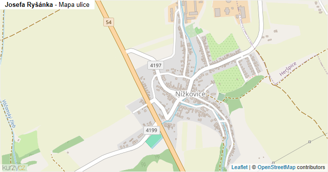 Josefa Ryšánka - mapa ulice