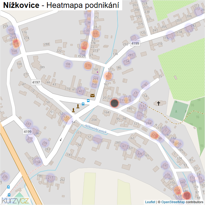 Mapa Nížkovice - Firmy v části obce.