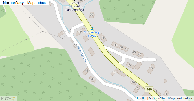 Norberčany - mapa obce