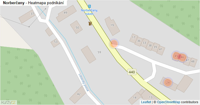 Norberčany - mapa podnikání