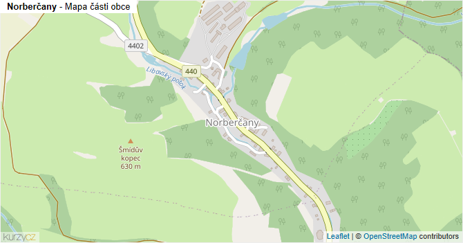 Norberčany - mapa části obce