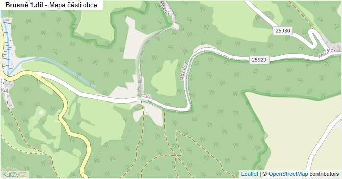 Brusné 1.díl - mapa části obce