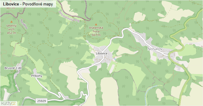 Libovice - záplavové mapy stoleté vody