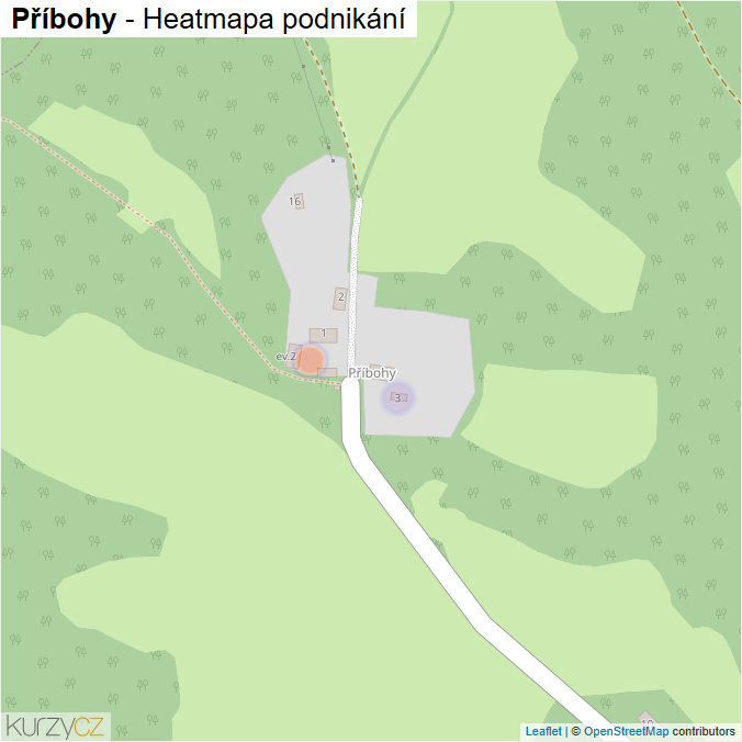 Mapa Příbohy - Firmy v části obce.