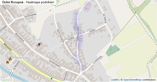 Dolní Kroupná - mapa podnikání