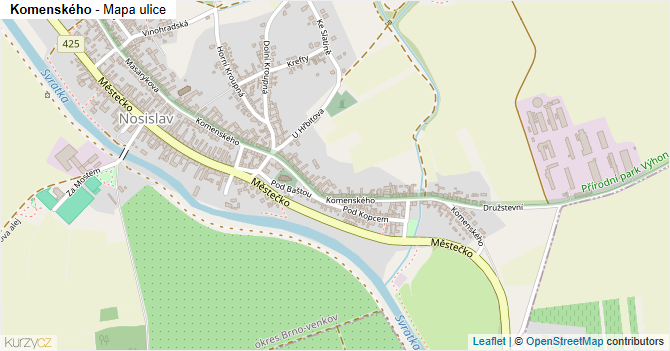 Komenského - mapa ulice