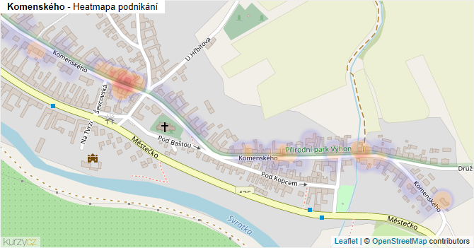 Komenského - mapa podnikání