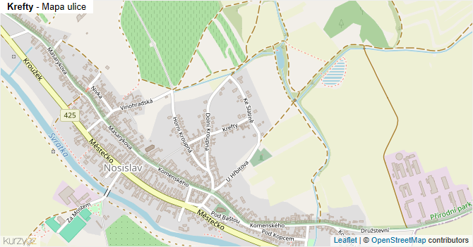 Krefty - mapa ulice