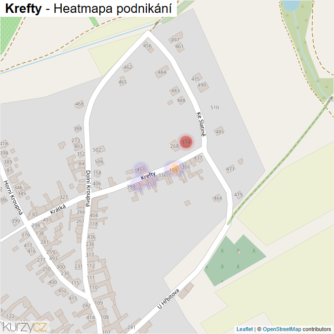 Mapa Krefty - Firmy v ulici.