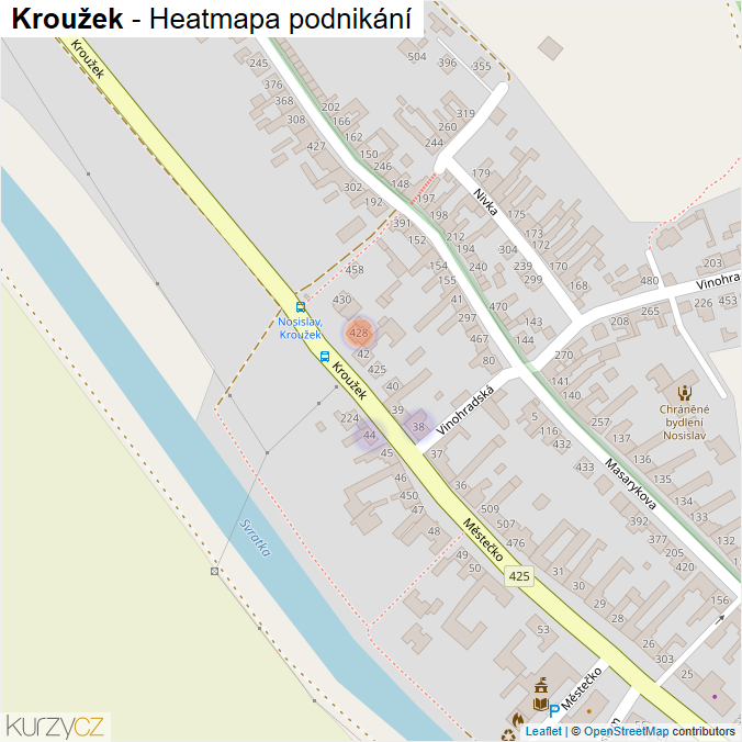 Mapa Kroužek - Firmy v ulici.