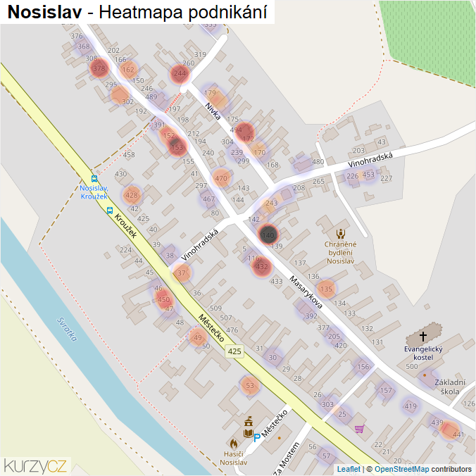 Mapa Nosislav - Firmy v části obce.