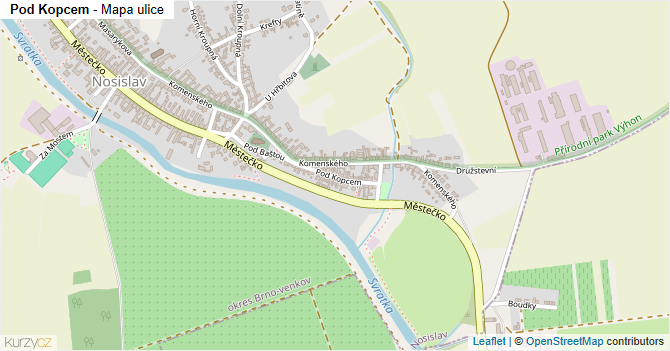 Pod Kopcem - mapa ulice