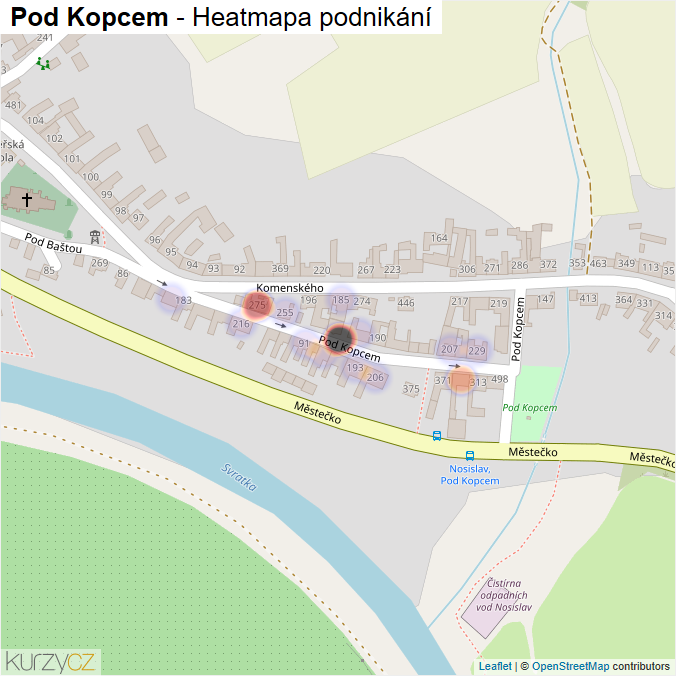 Mapa Pod Kopcem - Firmy v ulici.