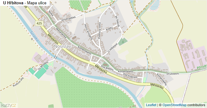 U Hřbitova - mapa ulice