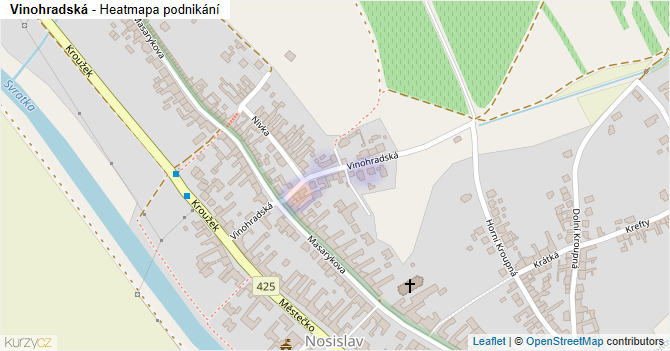 Vinohradská - mapa podnikání