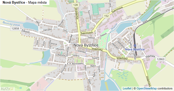 Nová Bystřice - mapa města