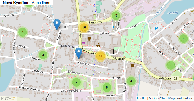 Nová Bystřice - mapa firem