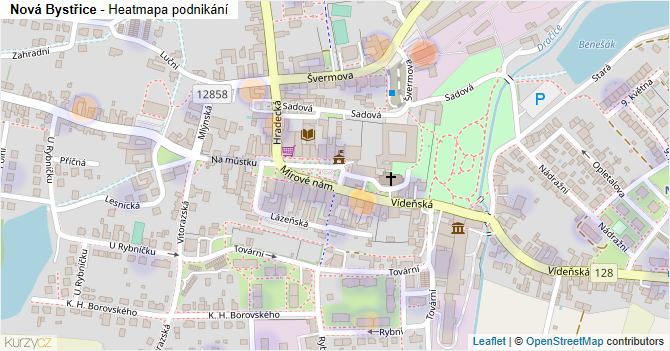 Nová Bystřice - mapa podnikání