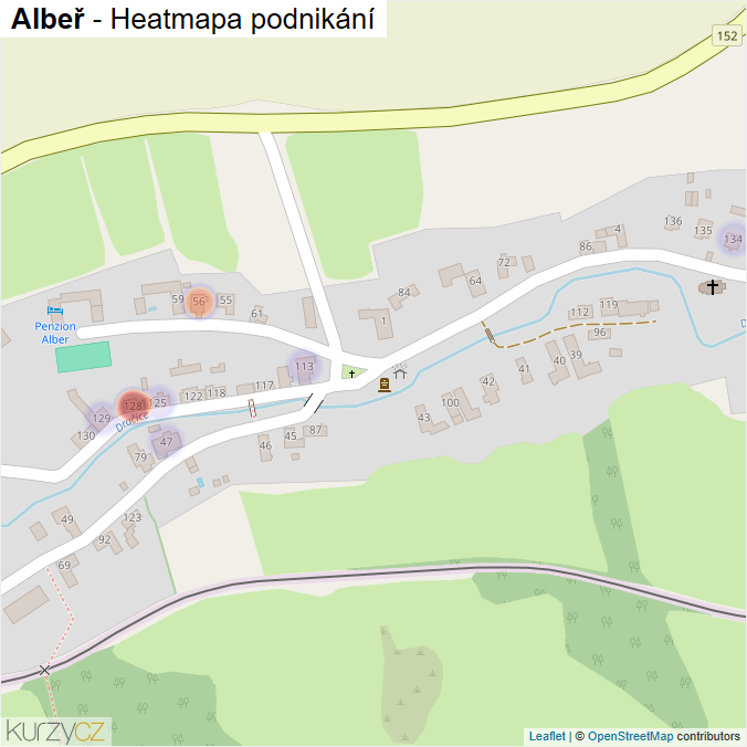 Mapa Albeř - Firmy v části obce.