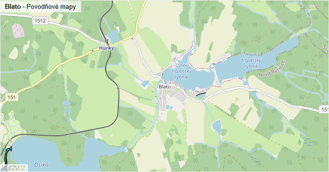 Blato - záplavové mapy stoleté vody
