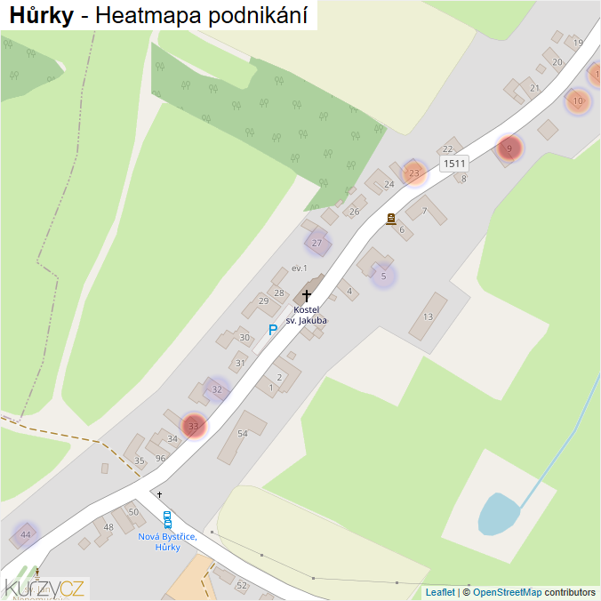Mapa Hůrky - Firmy v části obce.