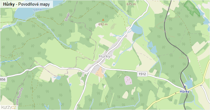Hůrky - záplavové mapy stoleté vody