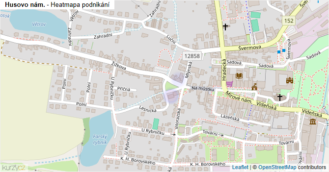 Husovo nám. - mapa podnikání