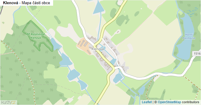 Klenová - mapa části obce