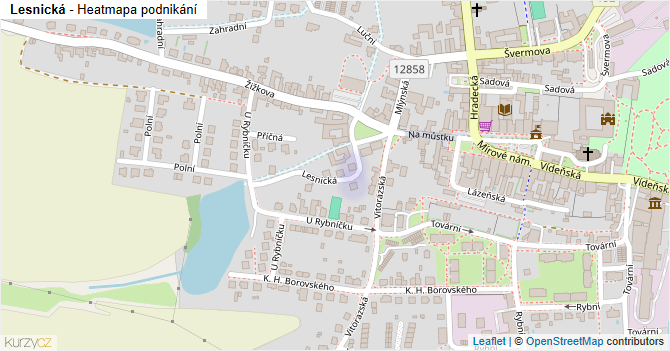 Lesnická - mapa podnikání