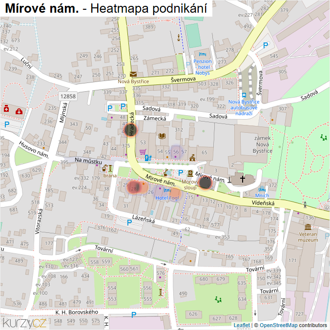 Mapa Mírové nám. - Firmy v ulici.