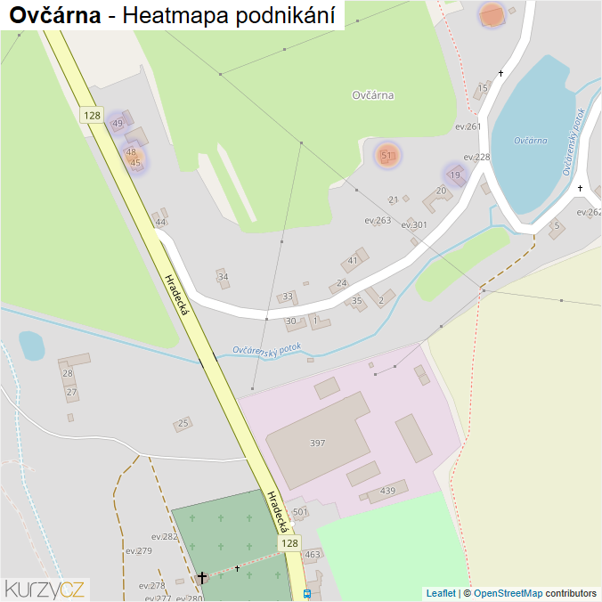 Mapa Ovčárna - Firmy v části obce.