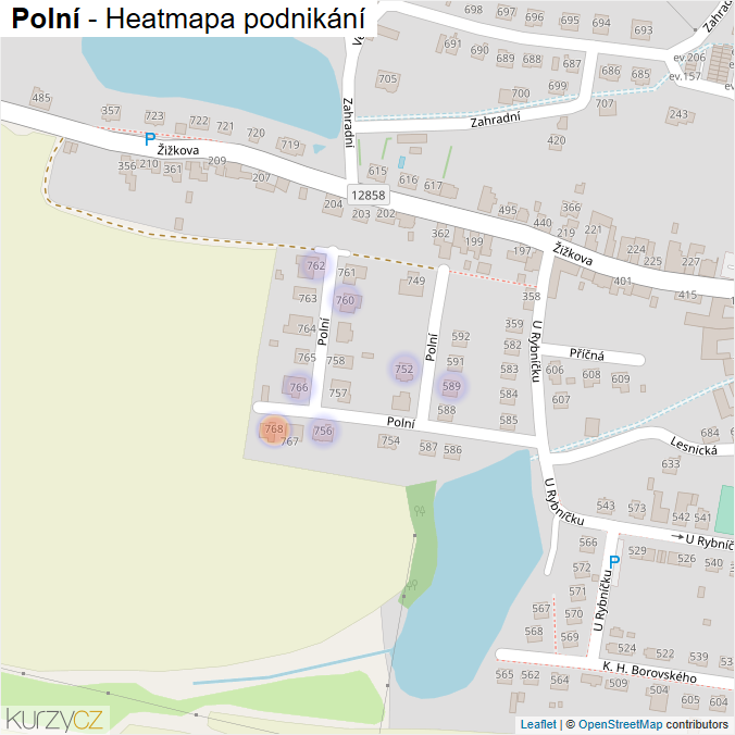 Mapa Polní - Firmy v ulici.