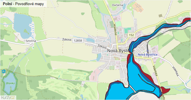 Polní - záplavové mapy stoleté vody