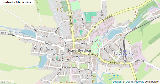 Sadová - mapa ulice