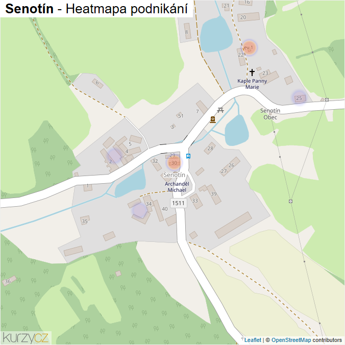 Mapa Senotín - Firmy v části obce.