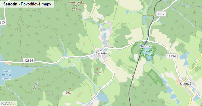 Senotín - záplavové mapy stoleté vody