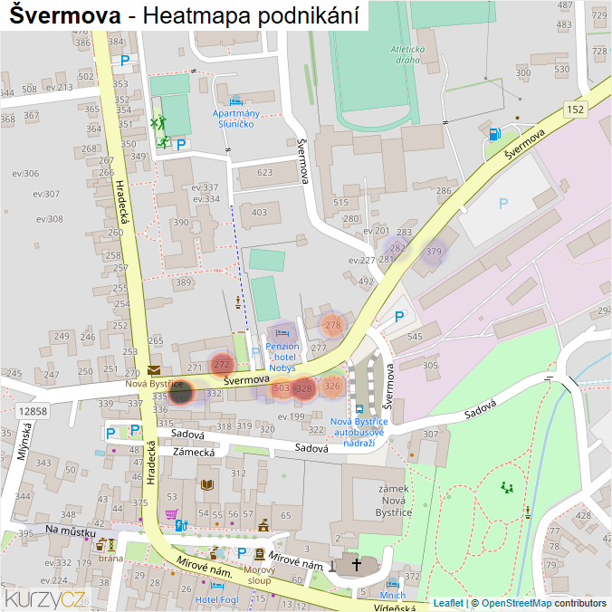 Mapa Švermova - Firmy v ulici.