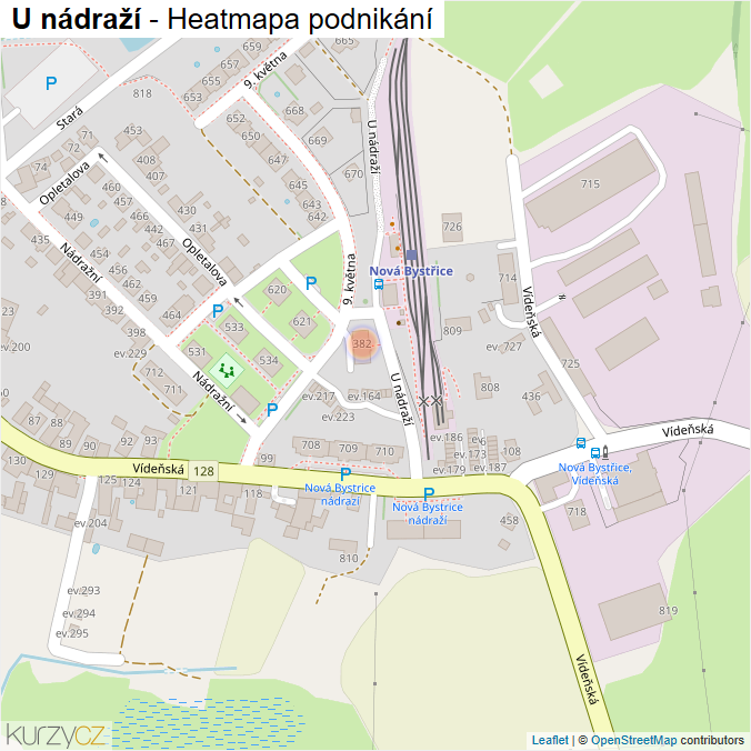 Mapa U nádraží - Firmy v ulici.