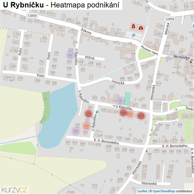 Mapa U Rybníčku - Firmy v ulici.