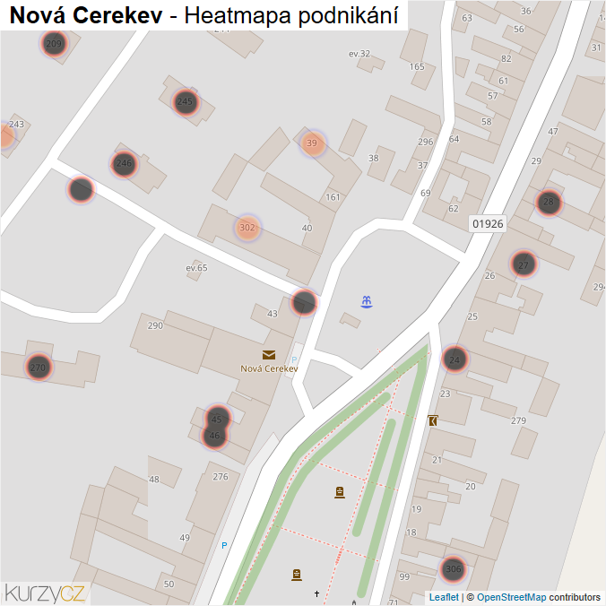 Mapa Nová Cerekev - Firmy v obci.