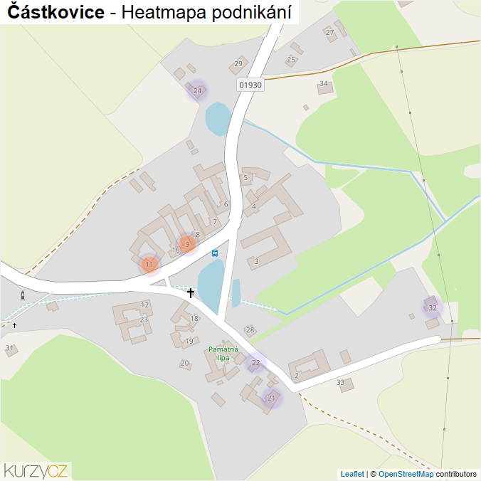 Mapa Částkovice - Firmy v části obce.
