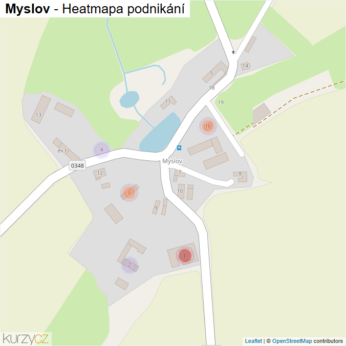 Mapa Myslov - Firmy v části obce.