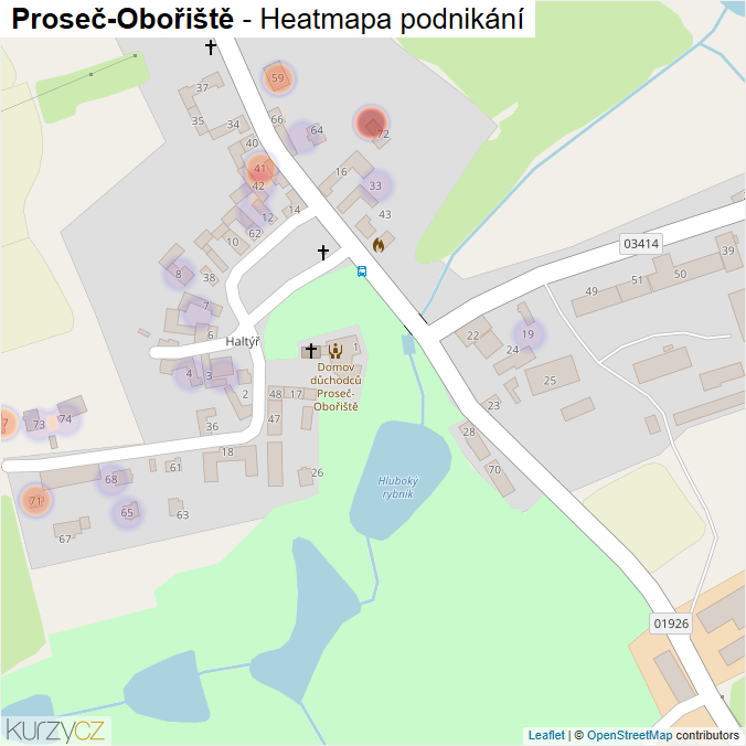 Mapa Proseč-Obořiště - Firmy v části obce.