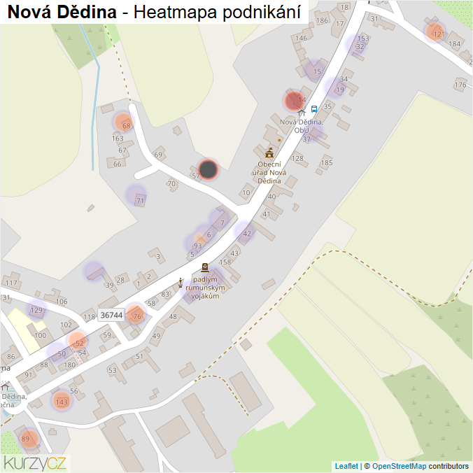 Mapa Nová Dědina - Firmy v části obce.