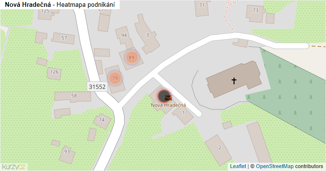Nová Hradečná - mapa podnikání