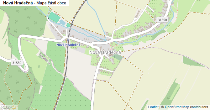 Nová Hradečná - mapa části obce