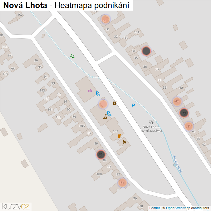 Mapa Nová Lhota - Firmy v obci.