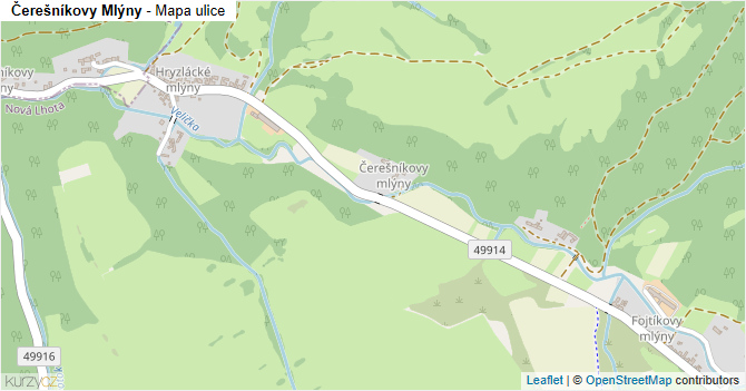 Čerešníkovy Mlýny - mapa ulice