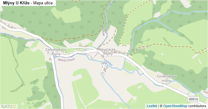 Mlýny U Kříže - mapa ulice