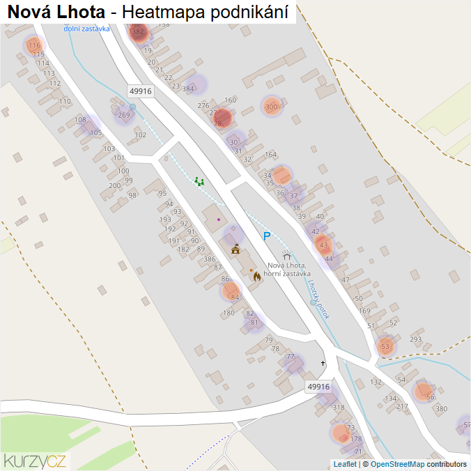 Mapa Nová Lhota - Firmy v části obce.